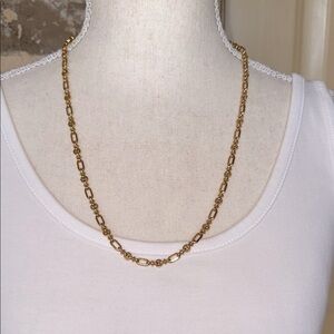 Vintage Monet Gold Tone 24" Fancy Link & Bead Chain Paperclip Necklace